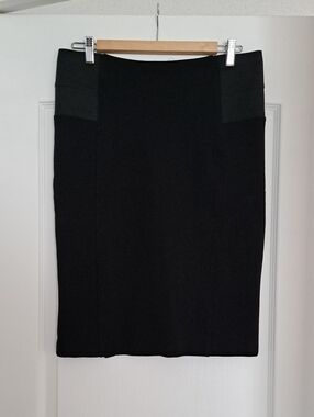 Tailored Black Pencil Skirt with Stretch Panels